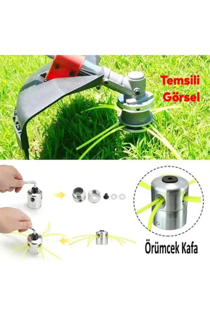 Motorlu Tırpan Çim Biçme Örümcek Kafa Misina İpi Yedeği Tan Tırpan Uyumlu Metal Aluminyum.