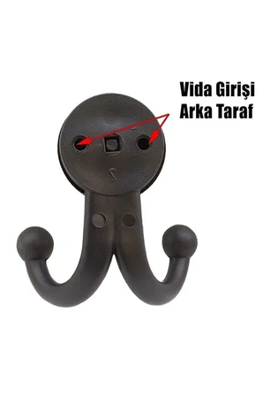 Leyla Sert Plastik Askılık Vestiyer Duvar Askısı Dolap Elbise Askılığı Mat Siyah.