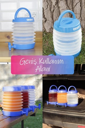 Musluklu Katlanır Su Bidonu Outdoor Akordiyon Kamp Çeşme Piknik Damacana İçecek Şişesi Kova Yeşil.