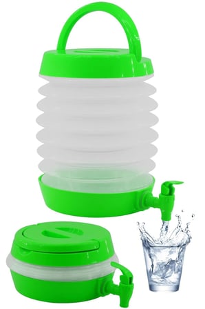 Musluklu Katlanır Su Bidonu Outdoor Akordiyon Kamp Çeşme Piknik Damacana İçecek Şişesi Kova Yeşil.