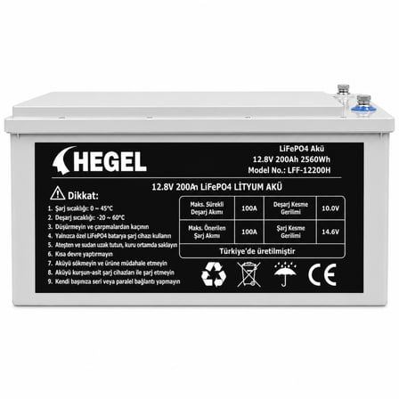 HEGEL LİFEPO4 LİTYUM AKÜ 12.8V 200AH