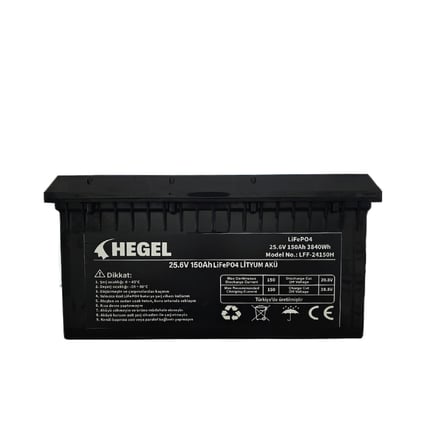HEGEL LİFEPO4 LİTYUM AKÜ 25.6V 150AH 3840Wh BLUETOOTH'LU