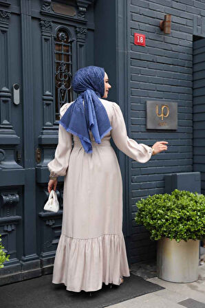 Taş Detaylı Taş Tesettür Jakar Elbise 23891TAS