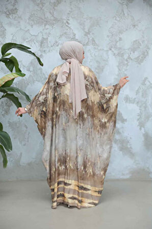 Desenli Panço Tesettür Elbise 40062DSN