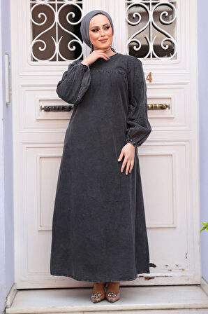 Antrasit Tesettür Kot Elbise 19148ANT