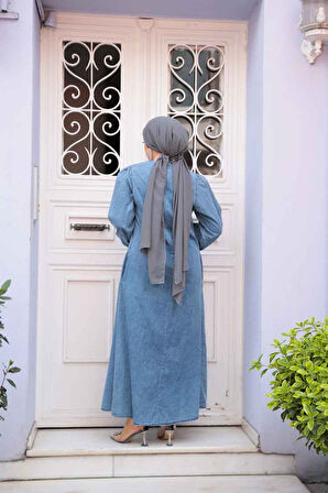 Mavi Tesettür Kot Elbise 19148M