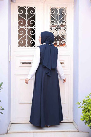 Jile Elbise Lacivert Tesettür İkili Takım 30284L