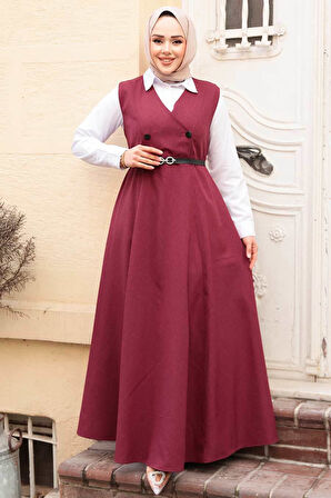 Jile Elbise Bordo Tesettür İkili Takım 30284BR