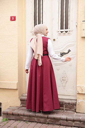 Jile Elbise Bordo Tesettür İkili Takım 30284BR