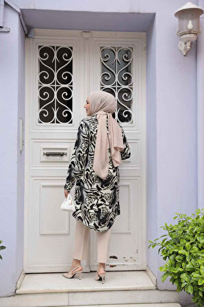 Desenli Füme Tesettür Viskon Tunik 11742FU