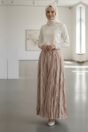 Buruşuk Bisküvi Tesettür Etek 9227BS