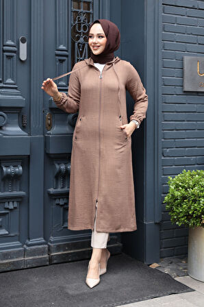 Kapşonlu Camel Tesettür Kap 539C