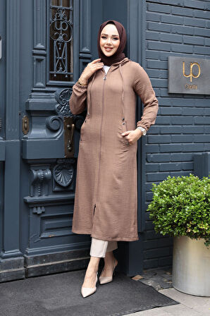 Kapşonlu Camel Tesettür Kap 539C