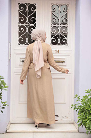 Ceketli Bisküvi Tesettür Elbise İkili Takım 44651BS