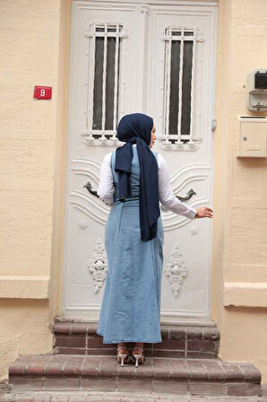 Kot Mavi Tesettür Jile Elbise 7182M