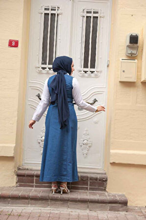 Kot Lacivert Tesettür Jile Elbise 7182L