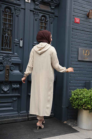 Kapşonlu Bej Tesettür Kap 511BEJ