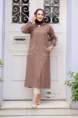 Kapşonlu Camel Tesettür Kap 511C