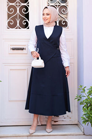Lacivert Tesettür Etekli İkili Takım 75471L