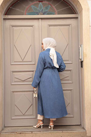 İnci Detaylı İndigo Mavisi Tesettür Kap 6714IM