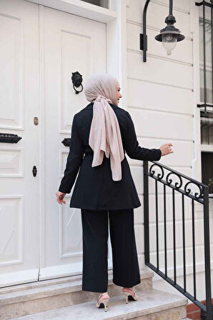 Ceketli Siyah Tesettür İkili Takım 62221S