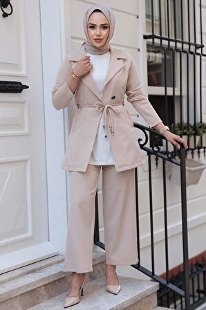 Ceketli Bej Tesettür İkili Takım 62221BEJ
