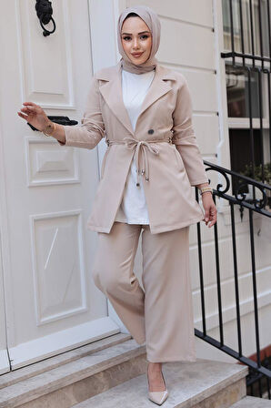 Ceketli Bej Tesettür İkili Takım 62221BEJ