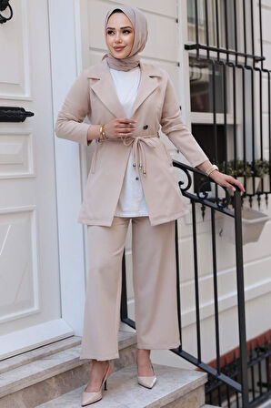 Ceketli Bej Tesettür İkili Takım 62221BEJ