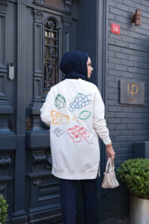 Desen Detaylı Ekru Tesettür Tunik 10653E