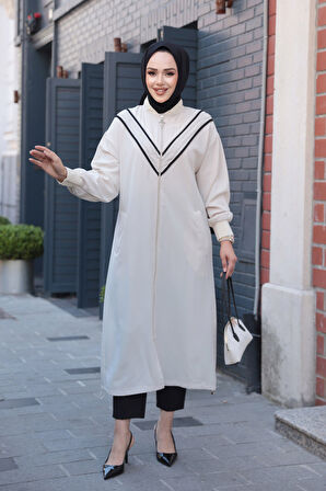 Fermuarlı Bej Tesettür Hırka 15201BEJ