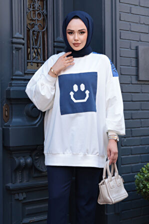 Kot Detaylı Ekru Tesettür Tunik 20623E