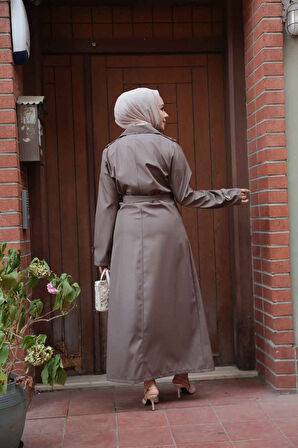 Düğmeli Vizon Tesettür Trençkot 7261V