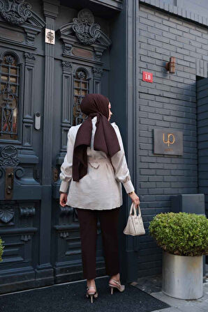 Düğmeli Taş Tesettür Gömlek 19028TAS