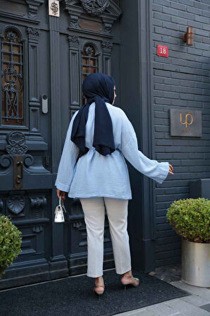 Bebek Mavisi Tesettür Kimono 19032BM