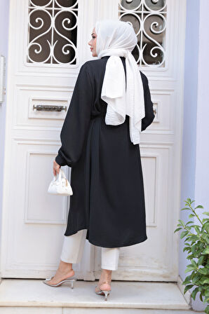 Düğmeli Siyah Tesettür Tunik 32172S