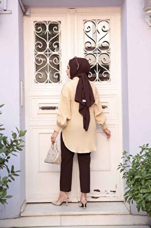 Çizgili Bisküvi Tesettür Tunik 101024BS