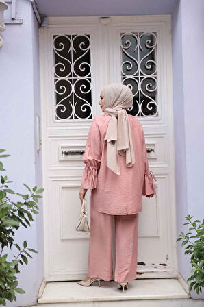 Düğmeli Somon Tesettür İkili Takım 30451SMN