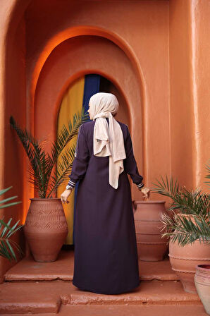 Fermuarlı Mürdüm Tesettür Ferace 26381MU