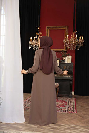 Fermuarlı Vizon Tesettür Ferace 26381V