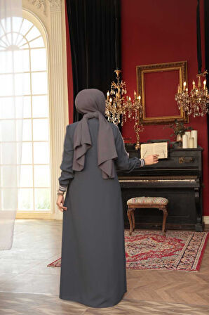 Fermuarlı Füme Tesettür Ferace 26381FU