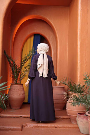 Kemerli Mürdüm Tesettür Ferace 26391MU