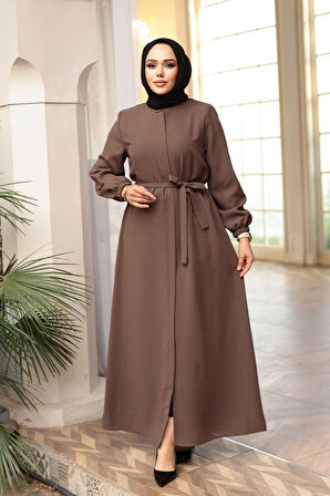 Kemerli Vizon Tesettür Ferace 26391V