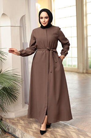 Kemerli Vizon Tesettür Ferace 26391V