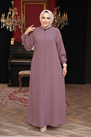 Kemerli Gül Kurusu Tesettür Ferace 26391GK