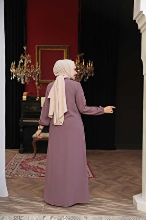 Kemerli Gül Kurusu Tesettür Ferace 26391GK