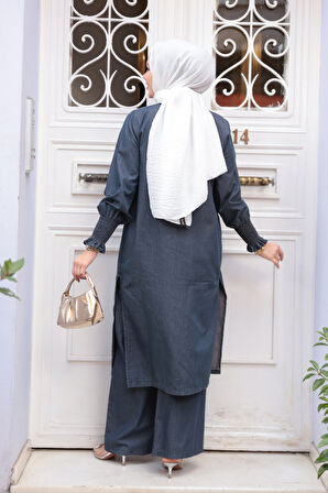Kot Lacivert Tesettür İkili Takım 13082L