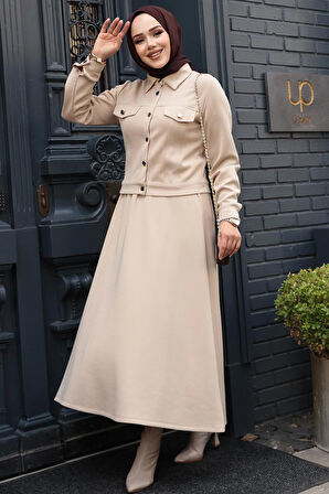 Bej Tesettür İkili Takım 13212BEJ