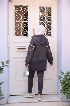 Fermuarlı Füme Tesettür İkili Takım 12621FU