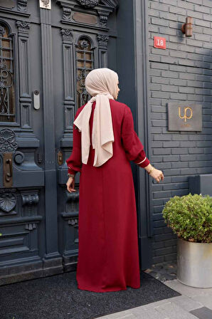 Kolyeli Bordo Tesettür İkili Takım 76161BR