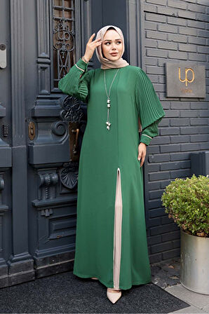 Kolyeli Yeşil Tesettür İkili Takım 76161Y